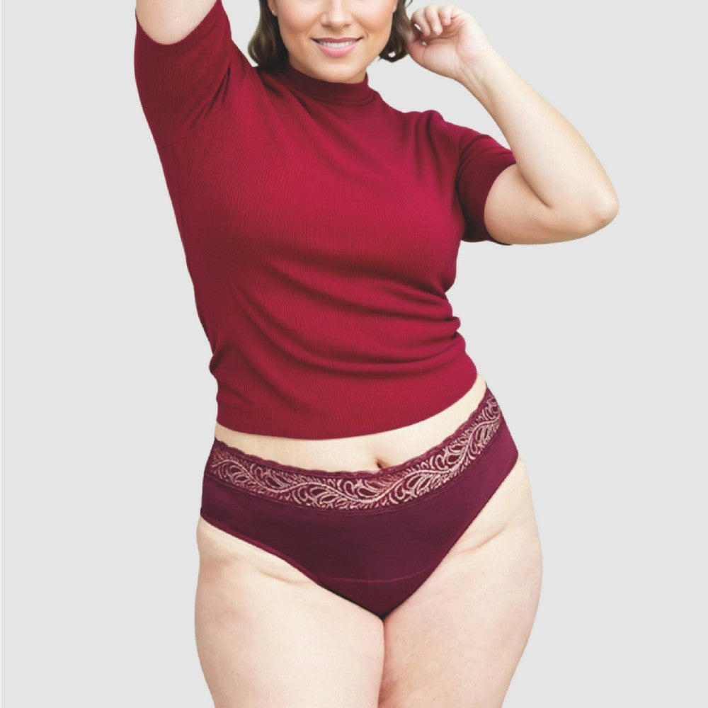 High Waist Flujo Moderado Burdeo