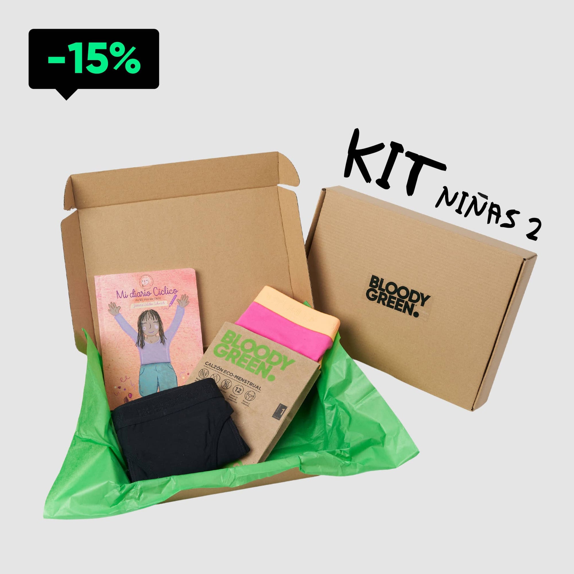 Kit Niñas 2: 2 Calzones Niña Flujo Intenso+1 Diario Miciclo