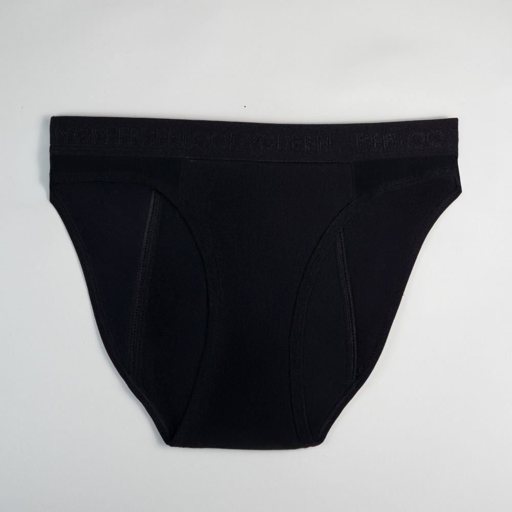 calzón menstrual Niña bikini flujo abundante, Negro, 10-11, 12-13, 14-15