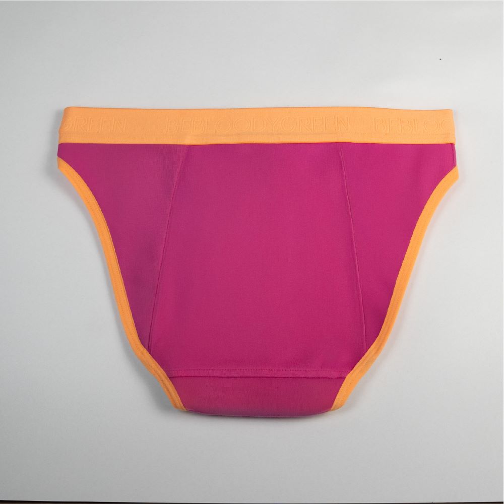 calzón menstrual Niña bikini flujo abundante, Fucsia, 10-11, 12-13, 14-15