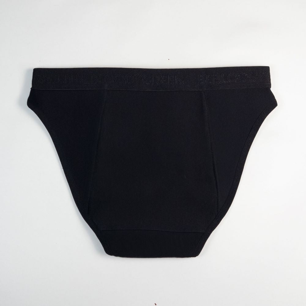 calzón menstrual Niña bikini flujo abundante, Negro, 10-11, 12-13, 14-15
