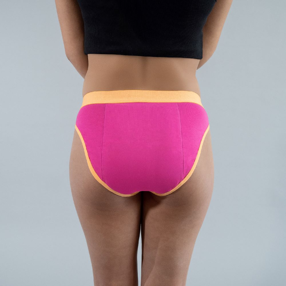 calzón menstrual Niña bikini flujo abundante, Fucsia, 10-11, 12-13, 14-15