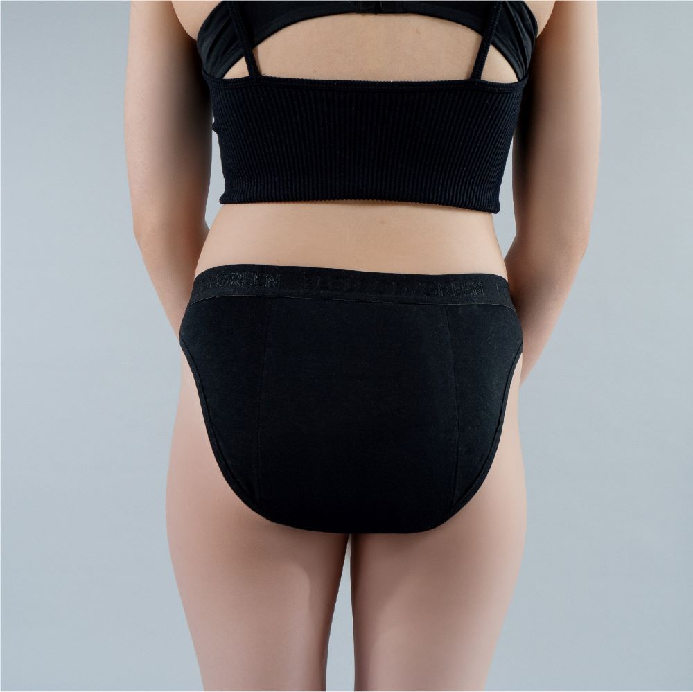 calzón menstrual Niña bikini flujo abundante, Negro, 10-11, 12-13, 14-15