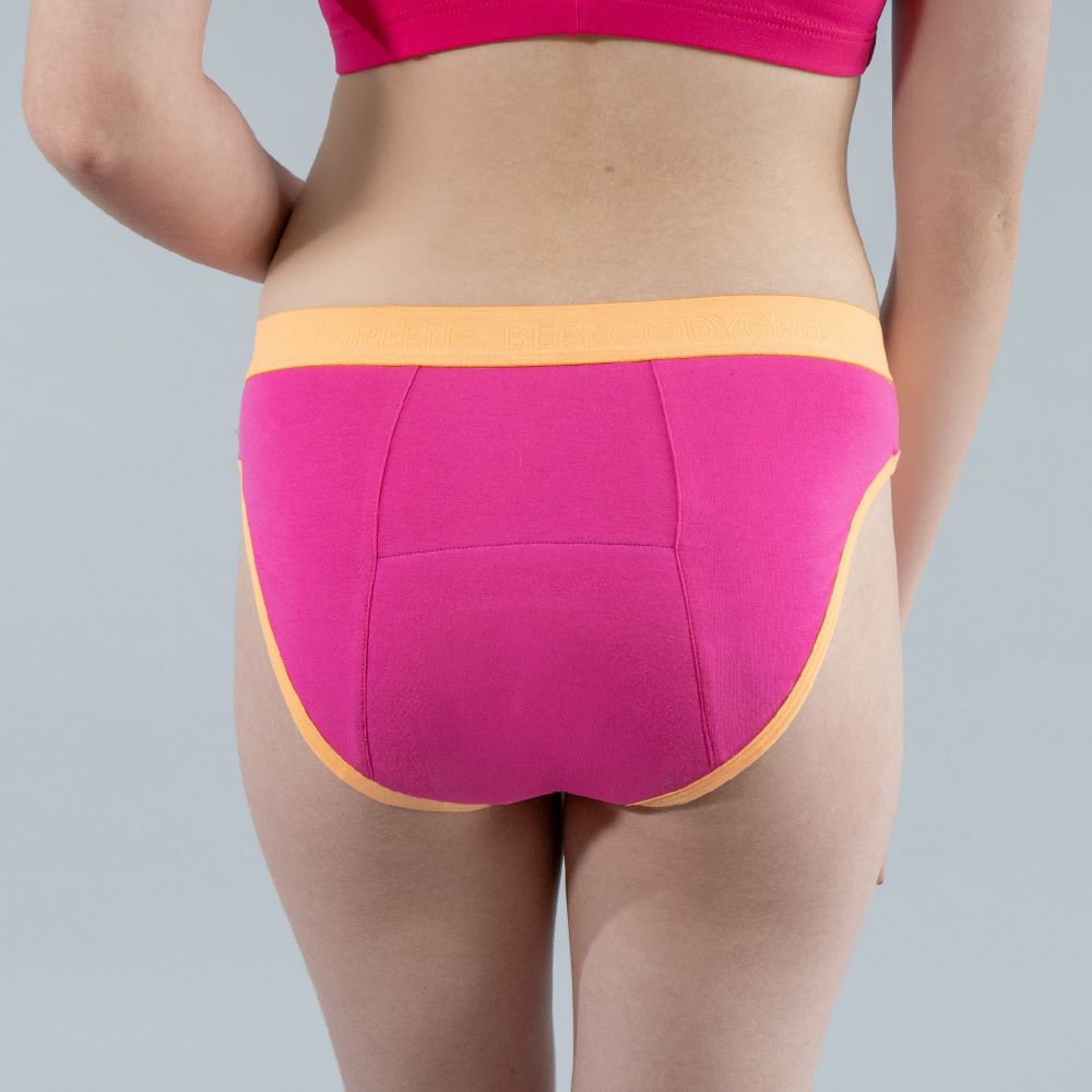 calzón menstrual Niña bikini flujo intenso, Fucsia, 10-11, 12-13, 14-15