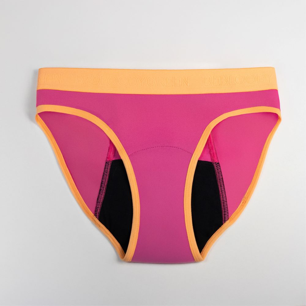 calzón menstrual Niña bikini flujo intenso, Fucsia, 10-11, 12-13, 14-15