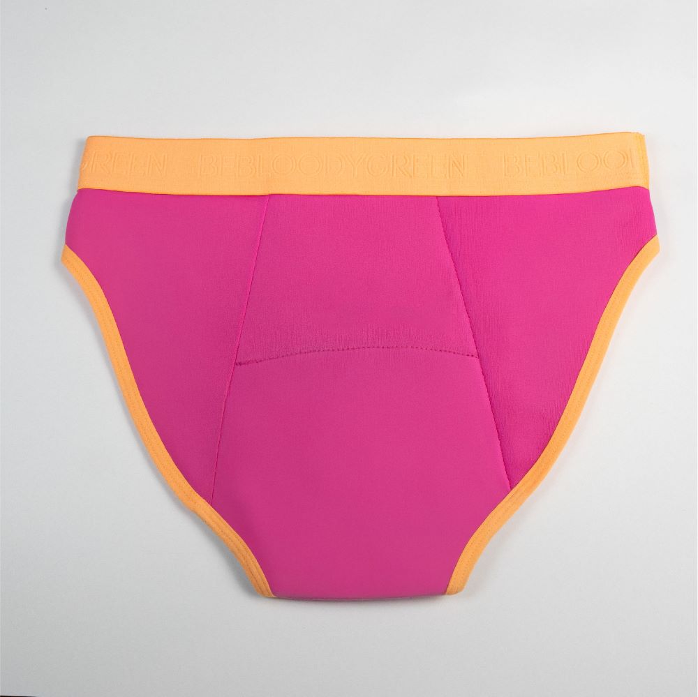 calzón menstrual Niña bikini flujo intenso, Fucsia, 10-11, 12-13, 14-15