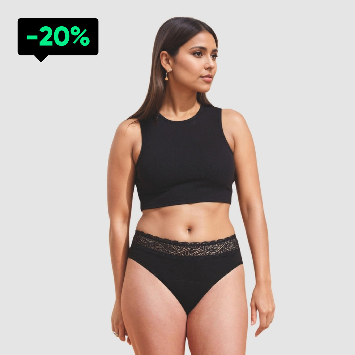 High Waist Flujo Moderado Negro