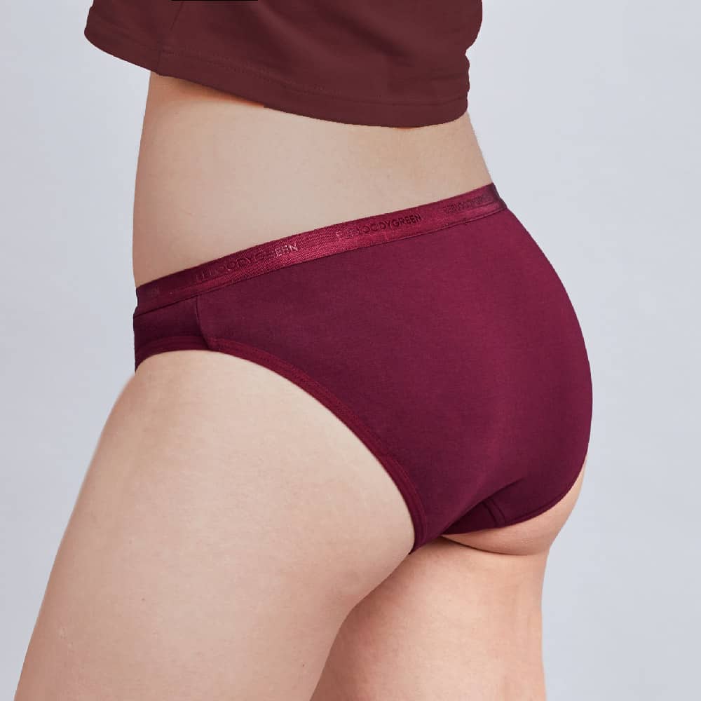 Calzón Menstrual Bikini flujo intenso, Burdeo, XS, S, M, L, XL, XXL