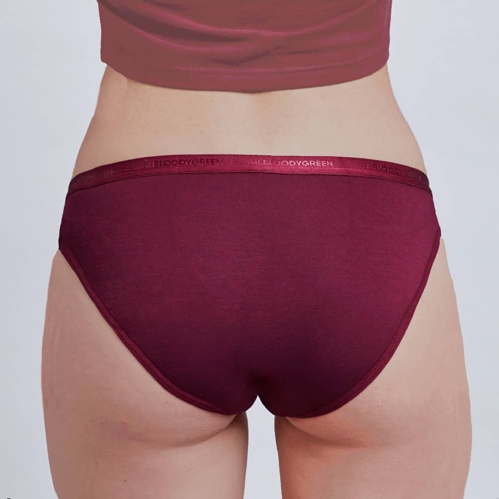 Calzón Menstrual Bikini flujo intenso, Burdeo, XS, S, M, L, XL, XXL