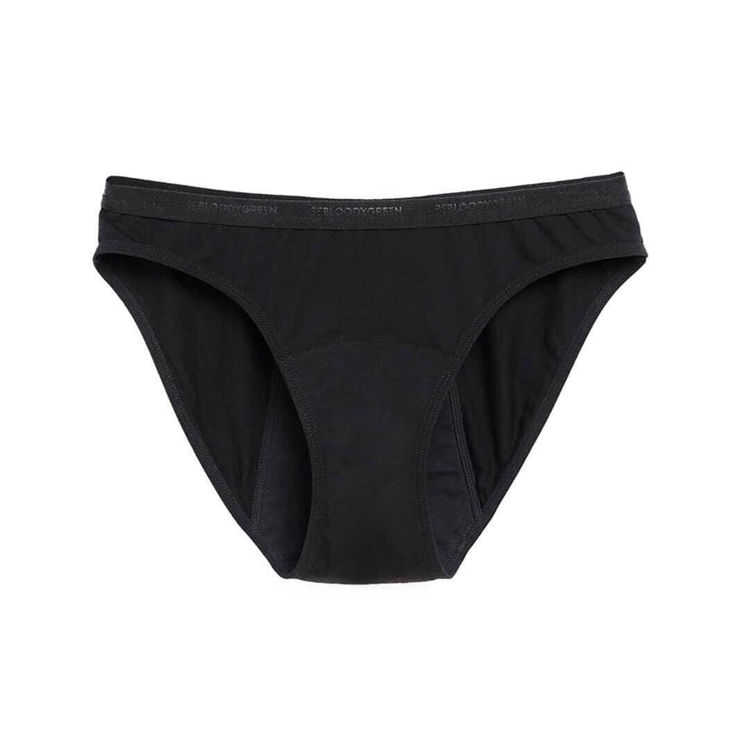 Calzón Menstrual Bikini flujo intenso, Negro, XS, S, M, L, XL, XXL