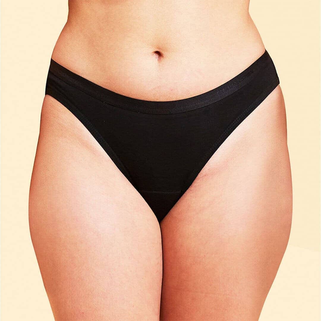 Calzón Menstrual Bikini flujo intenso, Negro, XS, S, M, L, XL, XXL