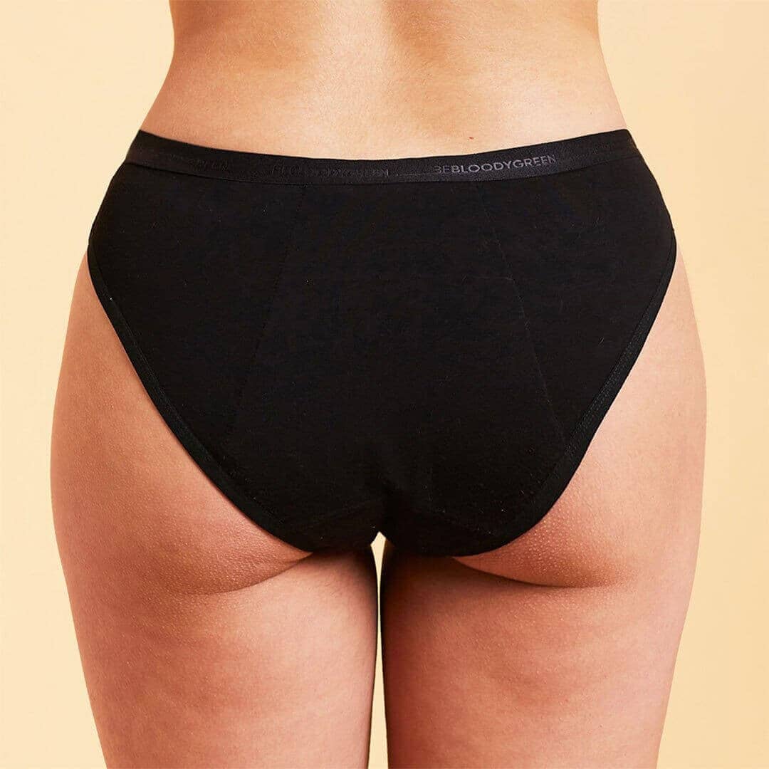 Calzón Menstrual Bikini flujo intenso, Negro, XS, S, M, L, XL, XXL