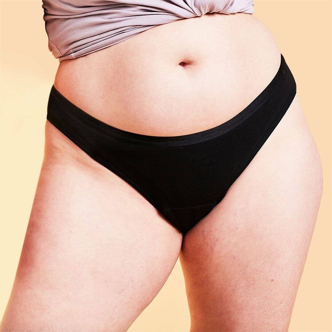 calzón menstrual bikini flujo moderado, Negro, XS, S, M, L, XL, XXL