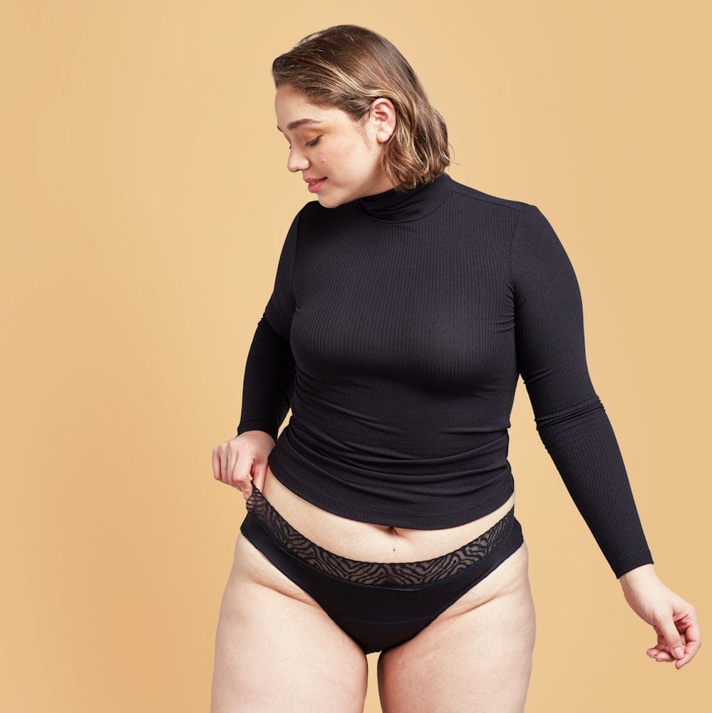 Calzón Menstrual Bikini lujo flujo intenso, Negro, S, M, L, XL, XXL