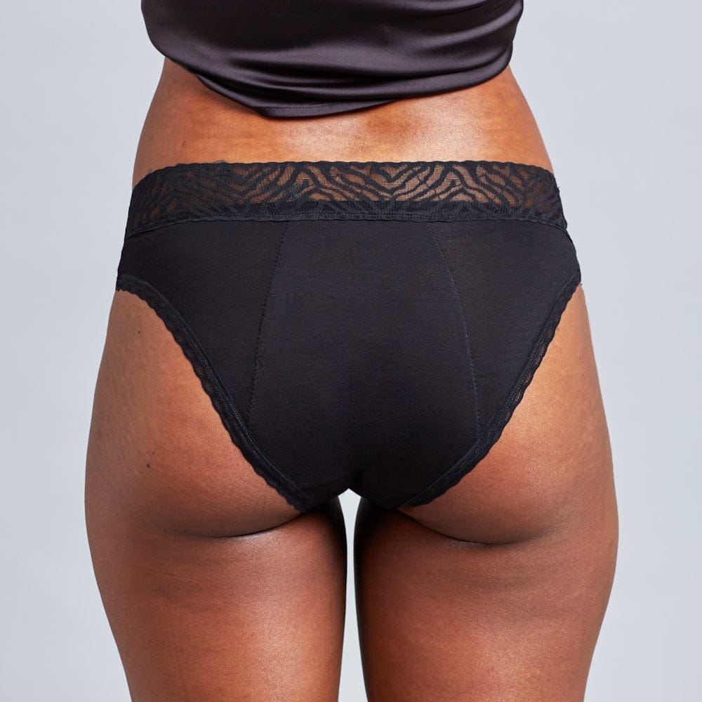 Calzón Menstrual Bikini lujo flujo intenso, Negro, S, M, L, XL, XXL