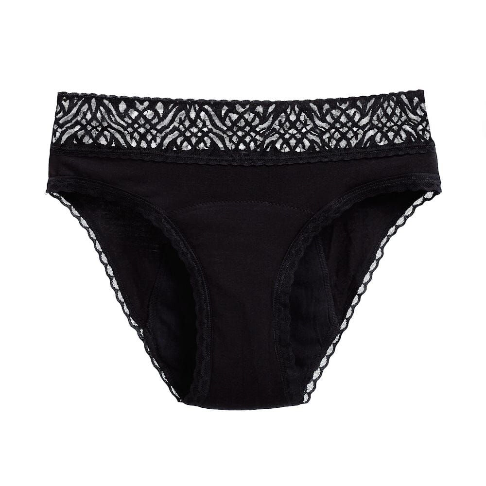 Calzón Menstrual Bikini lujo flujo intenso, Negro, S, M, L, XL, XXL