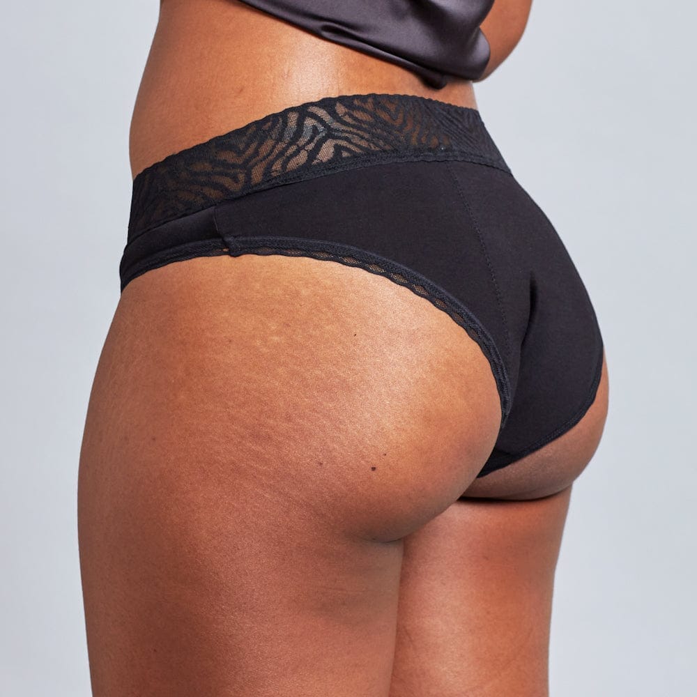 Calzón Menstrual Bikini lujo flujo intenso, Negro, S, M, L, XL, XXL