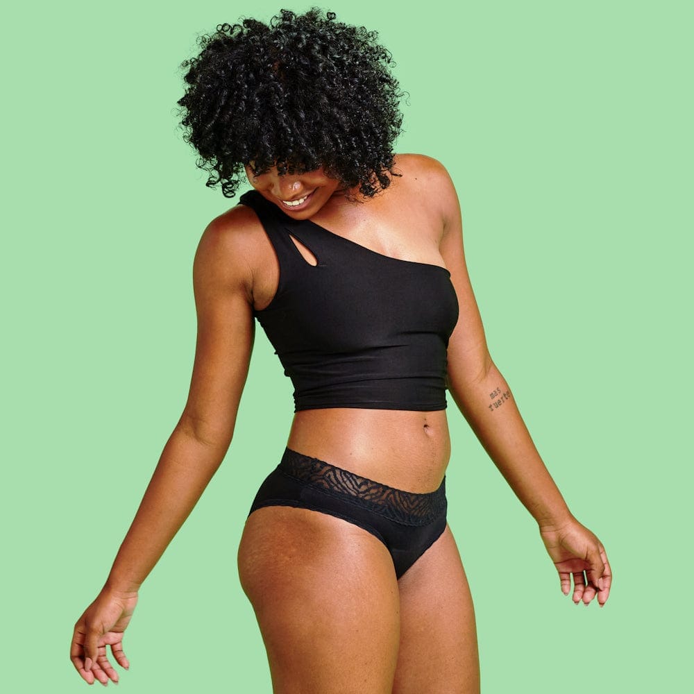 Calzón Menstrual Bikini lujo flujo intenso, Negro, S, M, L, XL, XXL