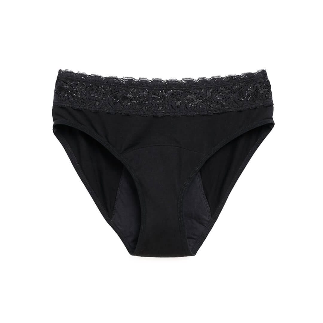 Calzón Menstrual High Waist Flujo Intenso, Negro, S, M, L, XL, XXL