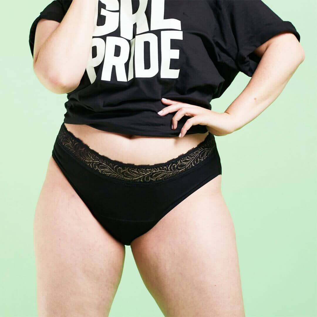 Calzón Menstrual High Waist Flujo Intenso, Negro, S, M, L, XL, XXL