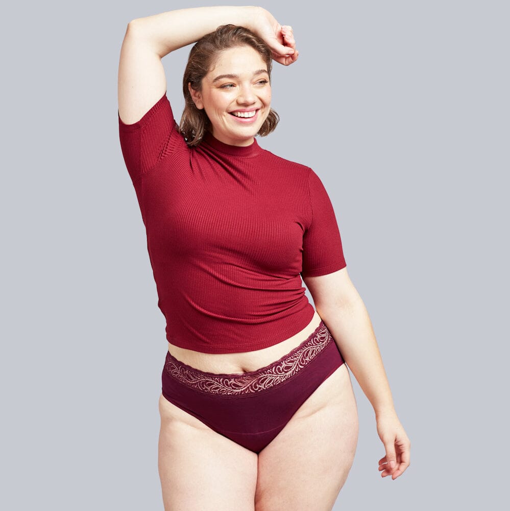 calzón menstrual high waist flujo moderado, burdeo, S, M, L, XL, XXL