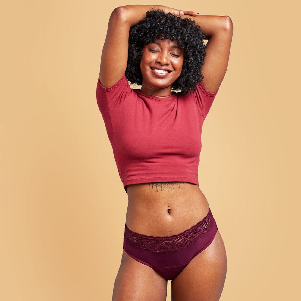 calzón menstrual high waist flujo moderado, burdeo, S, M, L, XL, XXL
