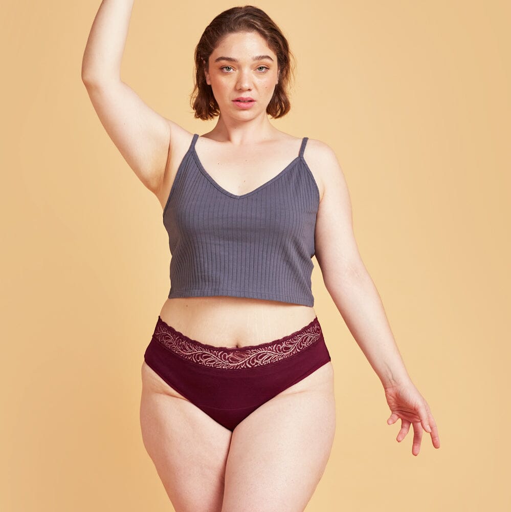 calzón menstrual high waist flujo moderado, burdeo, S, M, L, XL, XXL