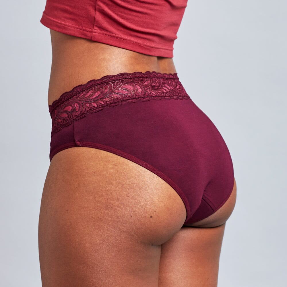 calzón menstrual high waist flujo moderado, burdeo, S, M, L, XL, XXL